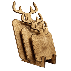 Rustic Wooden Antler Cutting Board Set (3 boards)